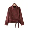 Colección de otoño transfronteriza MYST&ZA: nueva chaqueta de moda para mujer de manga larga con cuello alto y cinturón, en estilo europeo y americano