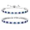 Pulsera de Zirconia de Color Secundario Más Vendida Transfronteriza Conjunto Combinación Llena de Diamantes y Chapada en Oro Blanco Diseño de Moda Pulsera Tenis Pulsera