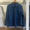 Camisa feminina casual estilo japonês de brim macio/camisa de sarja de algodão de manga comprida camisa para ar condicionado 492461 475663