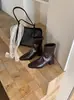 4-7 Opcional Outono/Inverno 2026 Bico Quadrado Maillard Salto Bloco Botas Skinny Elásticas Femininas Estilo Coreano Temperamento Zíper Traseiro Botas de Cano Curto