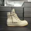 Nuevas Botas Cortas de Cuero Blanco de Caña Alta para Primavera y Otoño con Cremallera, Aumentadoras de Altura, Suela Gruesa, Estilo Casual Deportivo, Tenis de Piel de Vaca para Hombre
