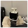 Moda Cordón Patrón Oscuro Moda Simple 2026 Elegante Nueva Personalidad Trendy Cadena de Perlas Cruzado Hombro Pequeño Cuadrado Bolso