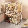 Contenedor de almacenamiento de peluches de gran capacidad y estilo, caja de almacenamiento de muñecas transparente a prueba de polvo para la sala de estar