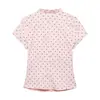 Comércio Exterior Roupas Femininas 2026 Moda Europeia e Americana Versátil Simples Top Estilo Camisa com Poá Decorado com Fenda para Mulheres D6338642