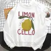 Sudadera con capucha Gótica para Mujer Limón Violonchelo Sudadera Básica Cálida de Lana Suave para Primavera y Otoño Jersey de Cuello Redondo