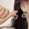 Pendientes de botón de plata 925 con diseño de nicho de Corea del Sur, cielo estrellado azul alrededor de planeta, pendientes con incrustaciones de diamante, pendientes de clip de temperamento para el trabajo