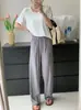 Calça Cool de Cor Sólida de Verão Relaxamento Leve Preguiçosa Emagrecimento Perna Longa Confortável Cintura Alta Calça Reta