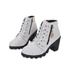 Botas Martin de cordones para mujer de talla grande con tacón grueso, de estilo europeo y americano, con pedrería, para otoño e invierno, comercio exterior, nuevas botas cortas de moda transfronteriza