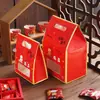 Caja de Regalo Portátil para Apertura de Ventana de Año Nuevo 2025 Toffee Rojo Fruta Turrón Crujiente de Copos de Nieve Bolsa de Empaque Seco
