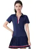 Nova Camisa de Yoga Color-Blocking para Mulheres, Camisa Polo Respirável de Secagem Rápida com Gola Reversível, Manga Curta Slim Fit para Fitness ao Ar Livre, Roupa Transfronteiriça para Tênis