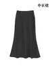 Saia Midi Acetinada de Acetato Plus Size Petite com Caimento Feminina Primavera Verão Cor Sólida Cintura Alta Bodycon Saia Sereia Comprimento Médio