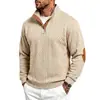 Ropa de Hombre para Primavera y Otoño Transfronteriza, Talla Europea, Jacquard de Textura Pesada, Cuello Alto, Manga Larga, Sudadera Bordada Casual con Media Botonadura, Modelo Más Vendido