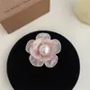 Broche de Camelia y Perla Estilo Tweed Moda Retro Corsage para Abrigo Pasador Accesorios para Bolsos Pin Lateral