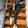 Leggings Delgados Brillantes con Pedrería para Mujer, Estilo Vaquero Sintético Adelgazante, Pantalones Skinny de Tres Cuartos, Primavera/Verano 2026