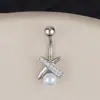 Colgante de Luna Europeo y Americano Transfronterizo Clavo para Ombligo Estilo Pequeño Fragante Clavo para Ombligo de Diamante Anillo para Ombligo de Acero de Titanio Flor Pequeña Anillo para Ombligo Botón para Ombligo