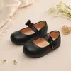 Zapatos pequeños de cuero ligeros y cómodos para niñas, para uso diario, fiestas escolares y salidas, color liso, de una sola tira, de corte bajo, estilo retro coreano