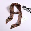 Bufanda de Seda Delgada con Lunares Negros al por Mayor Transfronteriza Estilo Coreano Elegante Bufanda Flotante Cinta para la Cabeza Accesorios para Camisas Atados