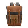 Mochila de Lona Aceitada y Encerada de Cuero Crazy Horse, Mochila Grande de Capacidad Estilo Universitario para Viajes al Aire Libre, Bolsa de Lona Resistente al Desgaste para Montañismo