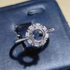 Anillo Mosan soporte vacío plata S925 diamante redondo 1 quilate 6.5mm con soporte oso pétalos huecos forma de copo de nieve