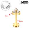 Titanio G23 Circonita de Tres Garras Labret F136 Aleación de Titanio Base Plana Lóbulo de la Oreja Anillo para Labio Pendiente de Oreja Joyería para Piercings Fábrica