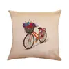Desejo Capa de Almofada de Algodão e Linho com Estampa de Bicicleta com Flores e Paisagem para Carro/Sofá - Venda Quente Internacional da Amazon
