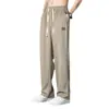 Calças compridas casuais masculinas Ice Silk calças de terno de secagem rápida primavera e verão marca de moda fina reta solta drapeado Calças masculinas esportivas