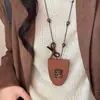Bolsa de Llaves Larga de Cuero con Colgante para Llavero Collar con Marca de Cuero Llavero para Gafas Accesorios de Moda