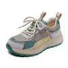 Nuevos Zapatos de Cuero Genuino Redondos Estilo Forrest Gump Primavera y Verano 2025 Zapatos de Capa Única en Color de Contraste Malla Transpirable Casual para Mujer Ligeros Zapatos Torre
