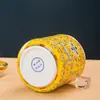Latas de Té Rectas de Color Esmaltado Jingdezhen Cerámica Sellada Retro de Lujo Ligero Estilo Chino Nuevo Decoración del Hogar