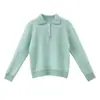 NEIHE 2026 Outono/Inverno Mohair Cor Sólida Gola Polo Preguiçoso Solto Macio Fofo Suéter Feminino 260523