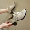 21 estilo comércio exterior desejo Barroco salto médio botas nude tamanho grande 40-43 tamanho botas únicas amarração frontal sapatos femininos vintage