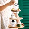 Bandeja de Dulces de Alta Gama Multicapa Hecha de Madera de Acacia para la Sala de Estar, Bandeja de Madera de Doble Capa de Tres Niveles para Snacks, Frutas y Verduras, y Bandeja para Servir Pasteles
