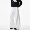 Pantalones deportivos de peso pesado de pierna ancha con dobladillo curvo y buena caída, pantalones de chándal rectos holgados para adolescentes, estilo americano casual para hombre talla grande