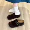 Sapatos Birkenstock femininos, novo modelo primavera e outono 2026, tamancos slip-on de sola macia e bico fechado, sapatos Birkenstock femininos com tira única e sola grossa