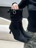 Botines Cortos de Tacón Alto con Punta y Hebilla de Cinturón para Mujer 2025 Otoño e Invierno Botines de Ante Arrugados Estampado de Leopardo
