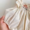 26 Ropa de Verano para Bebé Estilo Coreano para Niñas, Mameluco Bordado de Manga Volante, Mono Delgado de una Pieza, Lindo Conjunto para Gatear de Niña