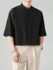Ropa Muxi Verano Nuevo Estilo Chino Cuello Alto Versión Coreana Camisa Blanca para Viajar Fina de Secado Rápido Versátil Corte Holgado Media Manga
