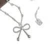 Joyería Coreana Dongdaemun Industria Pesada Plata Brillante S925 Plata Pura Collar de Moño Hueco Diseño Único Uso en Capas para Mujeres