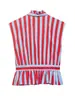 Para Comercio Exterior Transfronterizo Ropa de Mujer al por Mayor Europea y Americana Nueva Moda Elegante Versátil Camisa de Rayas para el Trabajo con Decoración de Lazo