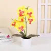 Xiyin Venda Quente 7 Tecido de Seda Phalaenopsis Planta Artificial em Vaso Decoração para Casa e Escritório Pequena Planta em Vaso Fotografia Flor Bonsai