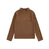 Camada Base Infantil Wuli Bu Yi Inverno Novo Estilo Gola Meia Alta Infantil Camiseta Térmica Justa Simples Top para Menina
