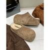 Pantuflas de Algodón Terciopelo de Cordero para Mujer, Zapatos Birkenstock de Cuero Genuino sin Cierre, Pantuflas con Puntera Completa de Cuero