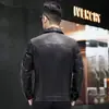 Chaqueta de piel de vacuno encerada y aceitada de primera capa para hombre, con un diseño elegante, ajustado y corto, y una prenda exterior estilo motociclista