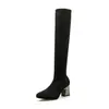 Comércio exterior plus size outono e inverno Novas botas de cano alto afuniladas femininas botas de salto alto botas elásticas botas de lã botas de tricô