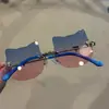Óculos de Sol Sem Aro de Gato para Crianças Pernas de Metal Espelhado Cabeça Pequena de Raposa Óculos de Sol de Moda Infantil Travessia de Fronteira Foto Meninos e Meninas