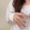 [Galvanoplastia de oro auténtico] Anillo de estilo retro, simple, dulce y fresco, con nicho de piedra lunar de cristal de moda coreana y viento frío.