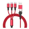 Cable de Carga Rápida 3 en 1 de 100W con Trenzado de Nylon para Teléfonos Móviles Apple y Android TYPE-C, Directo de Fábrica