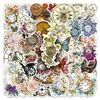 50 Piezas de Pegatinas de Reloj Mecánico Retro, Estilo Artístico Creativo Reloj Impermeable Traje Decorativo y Pegatinas para Diario al por Mayor