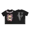Camiseta de Verano Clásica de Manga Corta para Hombre Vlone Fog Mosaico Estampado Reflectante Marca de Moda V Grande Ajuste Holgado