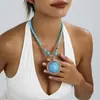 Comercio Exterior Transfronterizo Más Vendido Clásico Retro Turquesa Collar Estilo Étnico Bohemio Joyería de Cuentas para Mujer Venta al por Mayor